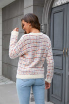 Plaid Round Neck Long Sleeve Pullover Sweater - Guy Christopher