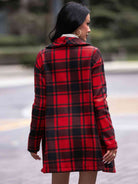 Plaid Shawl Collar Coat with Pockets - Guy Christopher