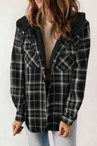 Plaid Snap Down Hooded Jacket - Guy Christopher
