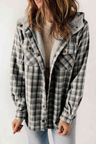 Plaid Snap Down Hooded Jacket - Guy Christopher