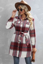 Plaid Tie Waist Longline Jacket - Guy Christopher