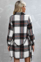 Plaid Tie Waist Longline Jacket - Guy Christopher