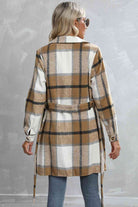 Plaid Tie Waist Longline Jacket - Guy Christopher