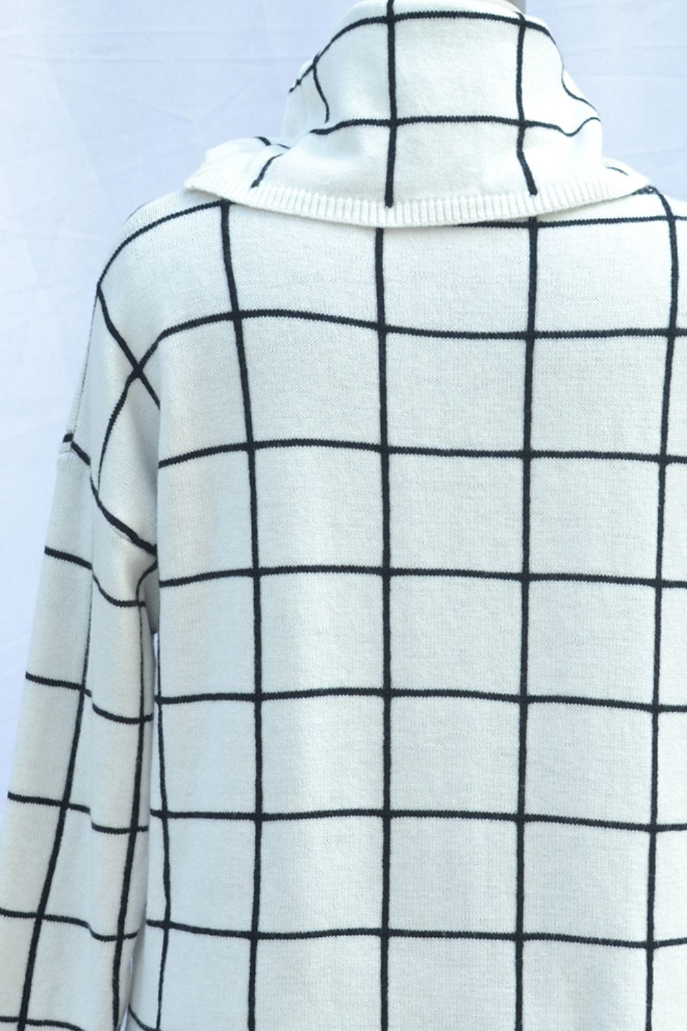 Plaid Turtleneck Drop Shoulder Sweater - Guy Christopher