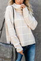 Plaid Turtleneck Drop Shoulder Sweater - Guy Christopher