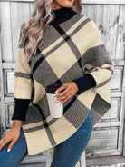 Plaid Turtleneck Poncho - Guy Christopher