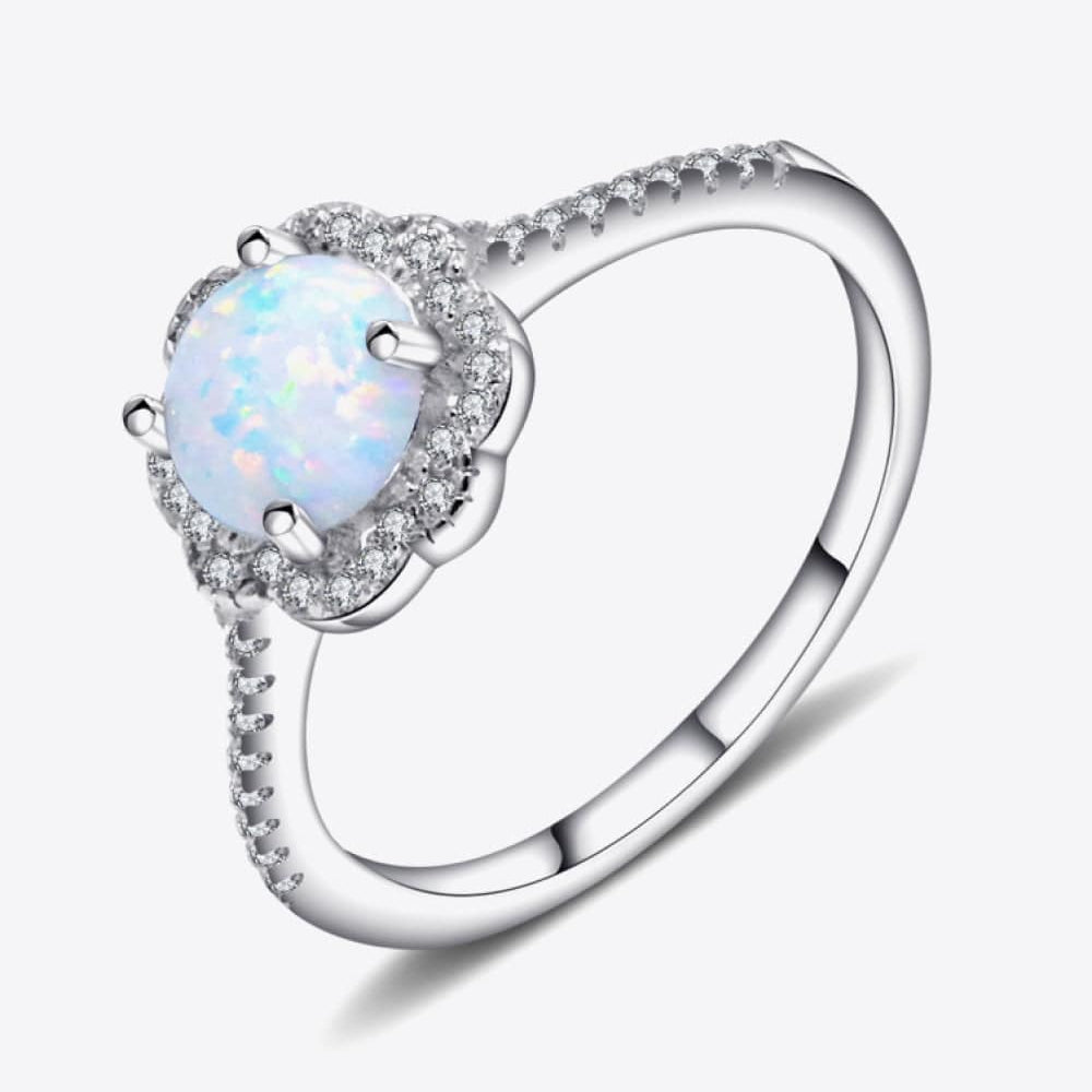 Platinum-Plated 4-Prong Opal Ring - Guy Christopher
