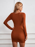 Plunge Long Sleeve Mini Dress - Guy Christopher