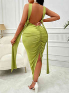 Plus Size Backless Ruched Dress - Guy Christopher