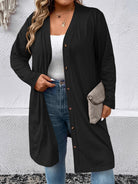 Plus Size Button Down Longline Cardigan - Guy Christopher