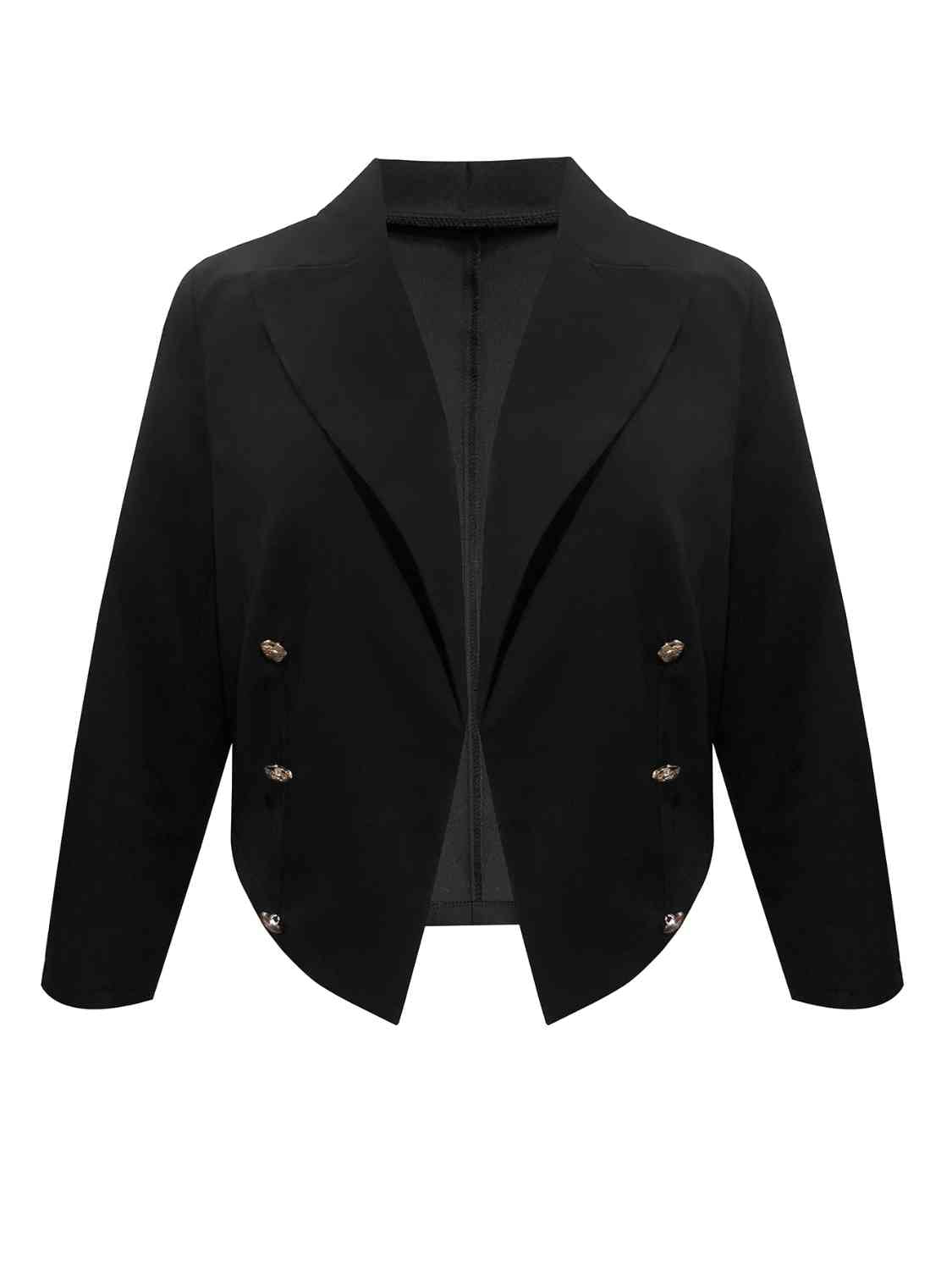 Plus Size Buttoned Lapel Collar Long Sleeve Blazer - Guy Christopher