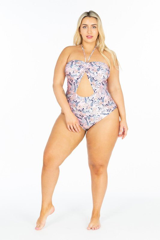 Plus Size Cut Out Front Halter One Ps Swimsuit - Guy Christopher