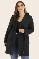 Plus Size Drawstring Waist Hooded Cardigan with Pockets - Guy Christopher