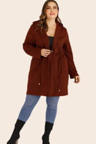 Plus Size Drawstring Waist Hooded Cardigan with Pockets - Guy Christopher