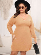 Plus Size Dropped Shoulder Long Sleeve Knit Mini Dress - Guy Christopher