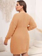 Plus Size Dropped Shoulder Long Sleeve Knit Mini Dress - Guy Christopher