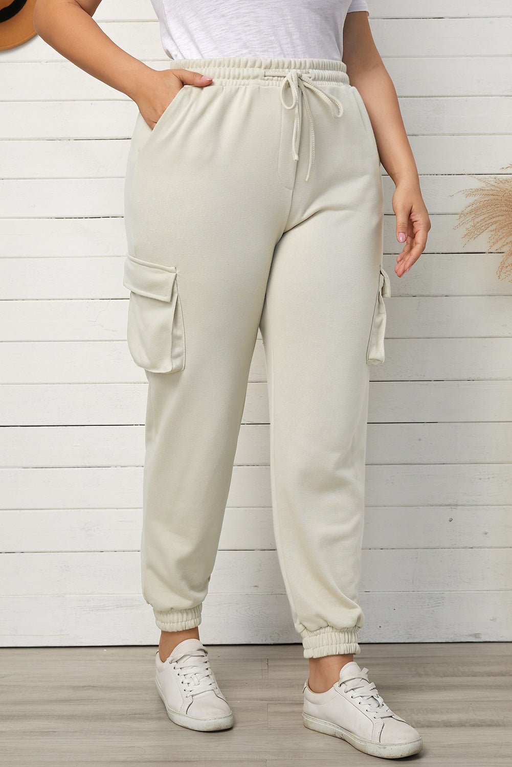 Plus Size Elastic Waist Joggers with Pockets - Guy Christopher