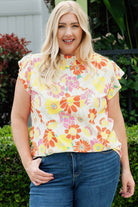 Plus Size Floral Butterfly Sleeve Blouse - Guy Christopher