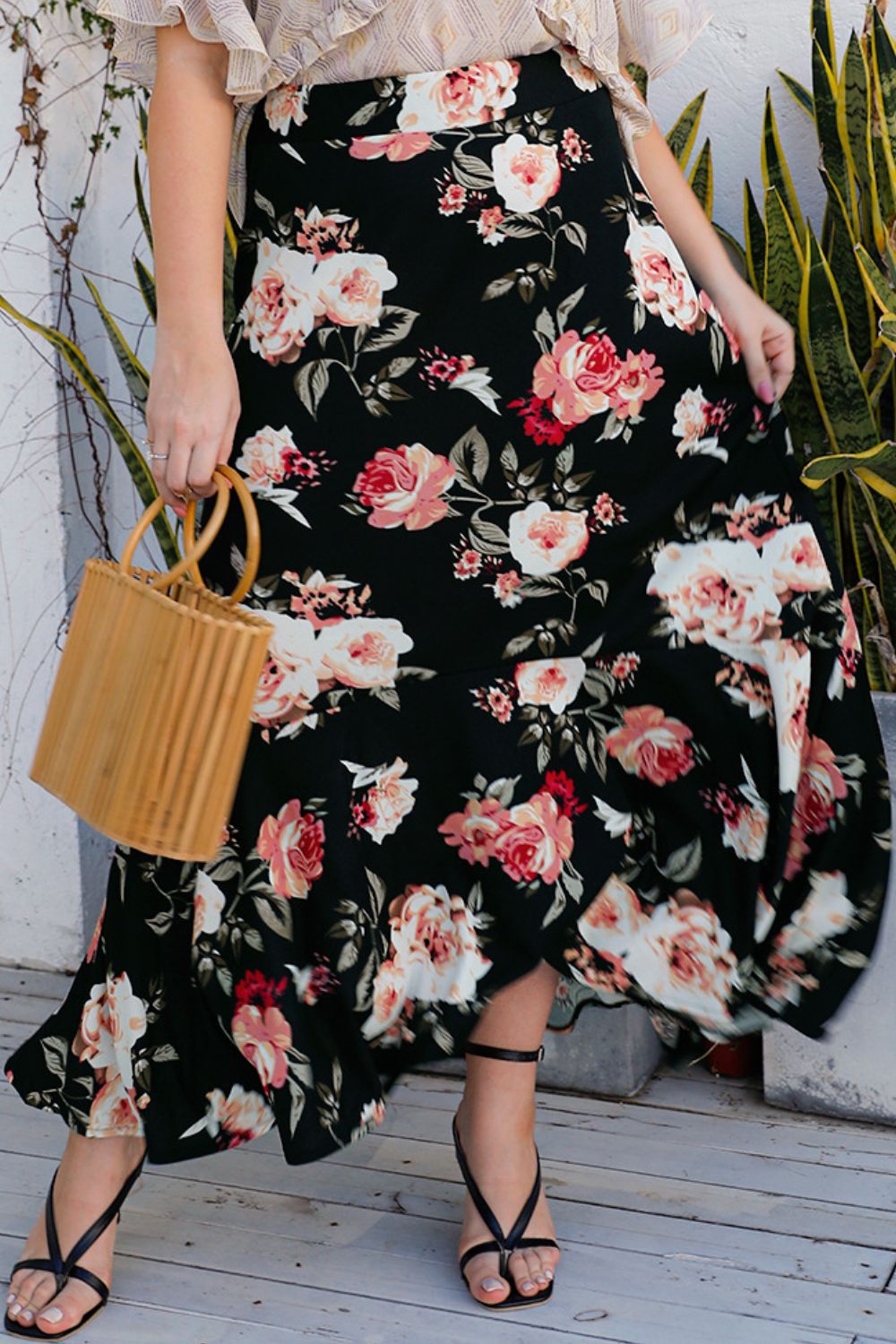 Plus Size Floral High-Rise Skirt - Guy Christopher
