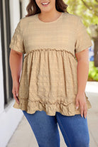 Plus Size Frill Trim Babydoll Blouse - Guy Christopher