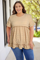 Plus Size Frill Trim Babydoll Blouse - Guy Christopher