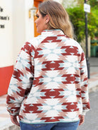 Plus Size Geometric Snap Down Long Sleeve Jacket - Guy Christopher