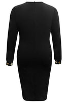 Plus Size Leopard Round Neck Long Sleeve Dress - Guy Christopher