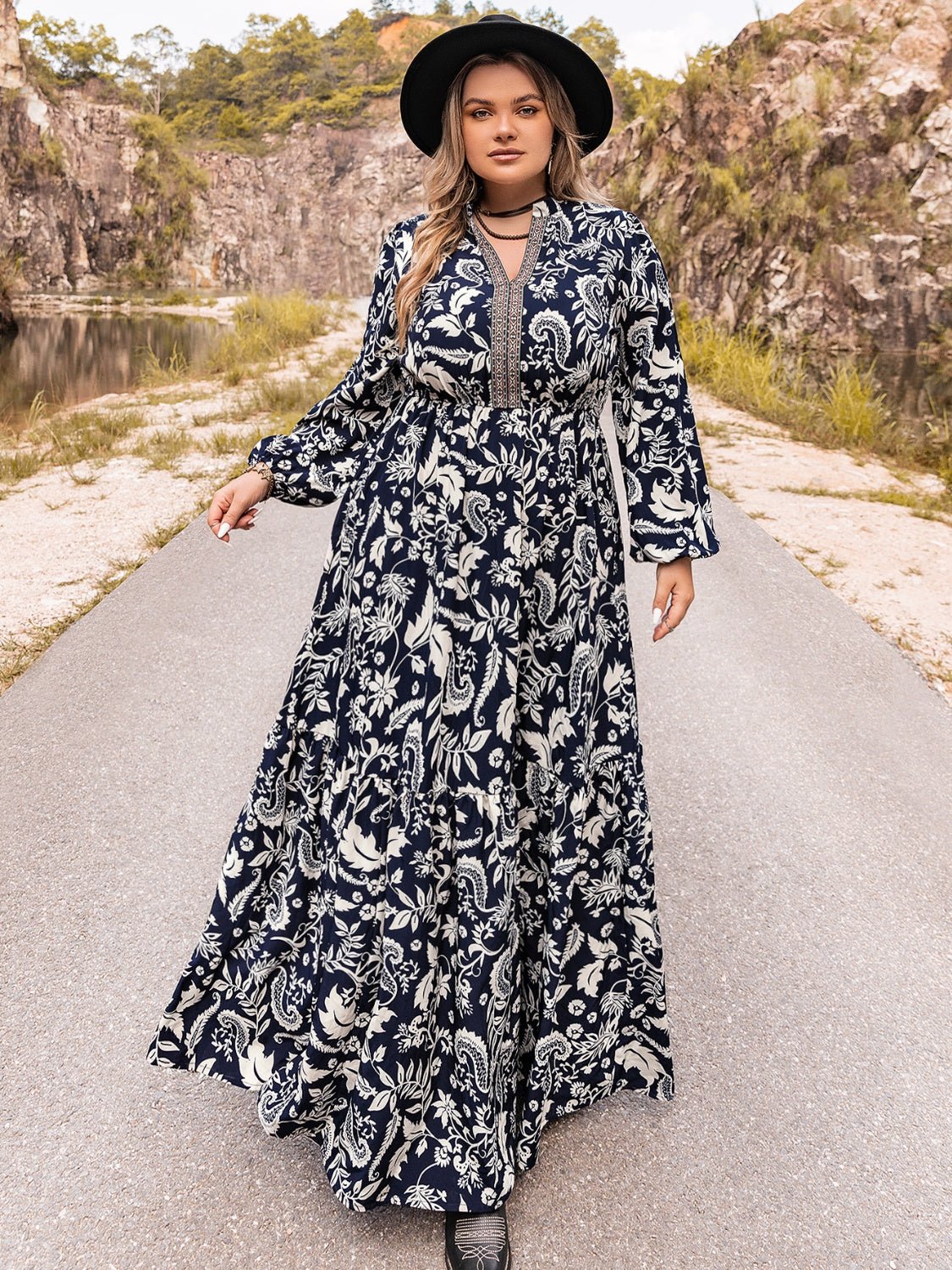 Plus Size Long Sleeve Maxi Dress - Guy Christopher