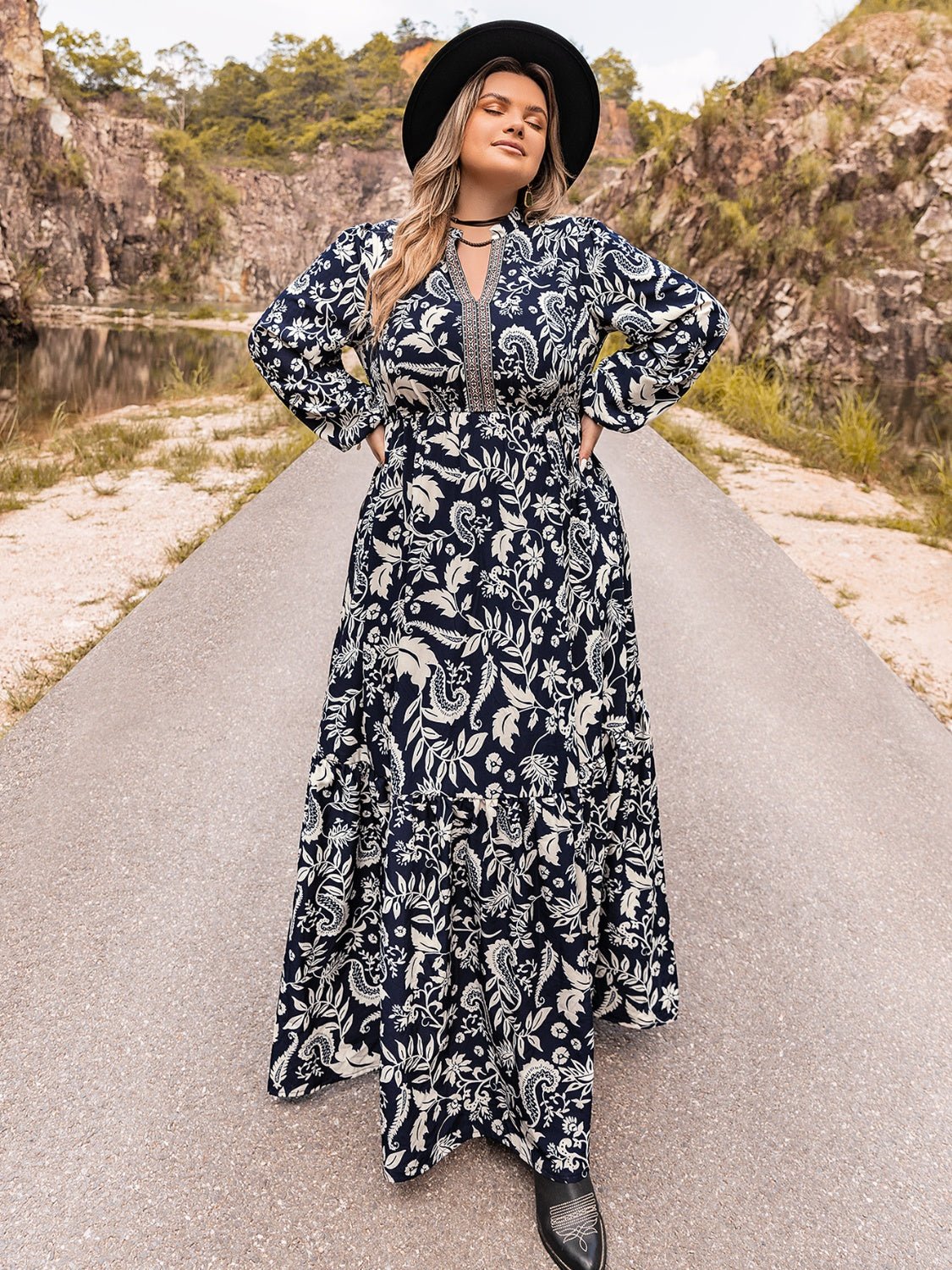 Plus Size Long Sleeve Maxi Dress - Guy Christopher