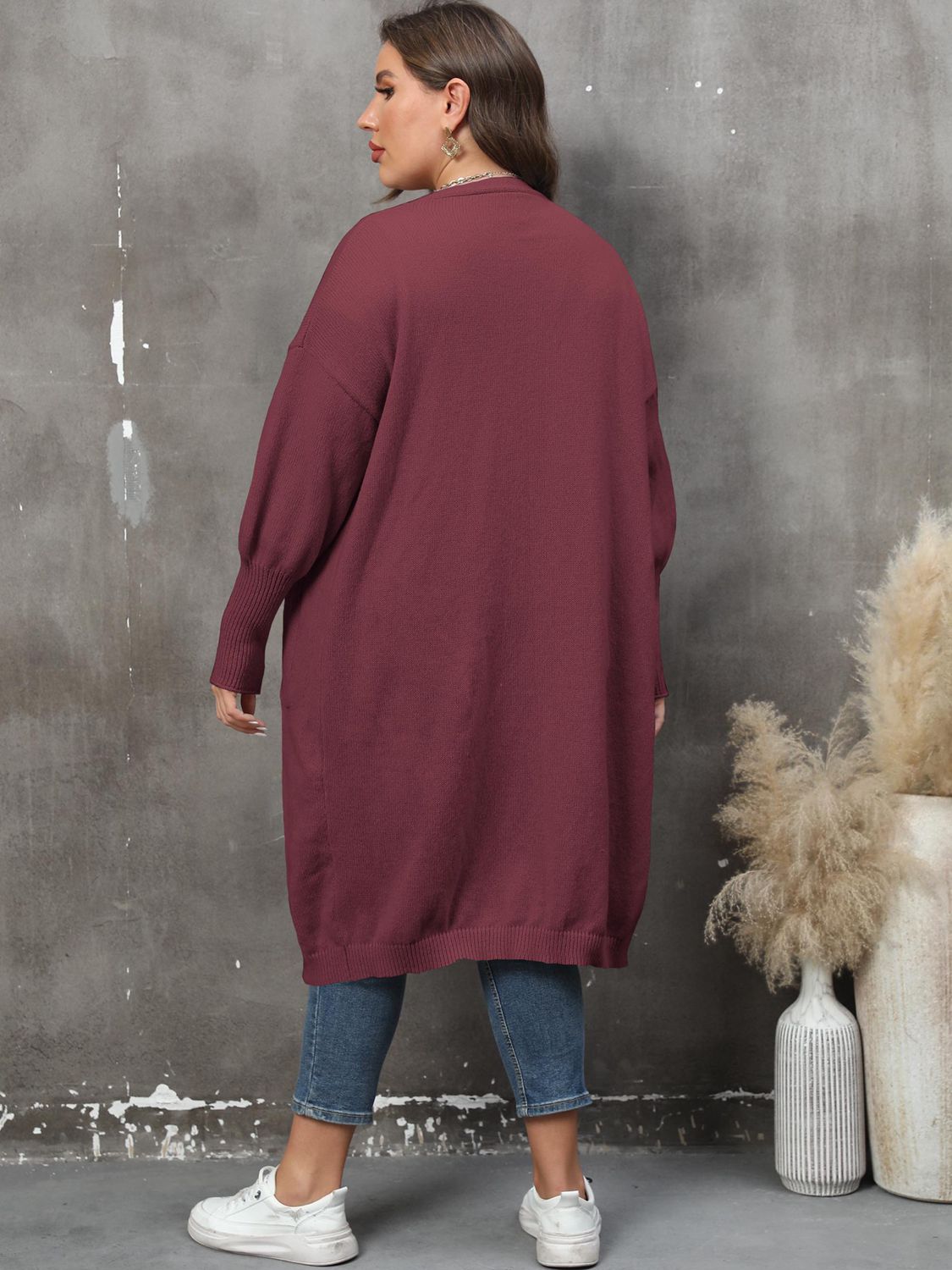 Plus Size Long Sleeve Pocketed Cardigan - Guy Christopher