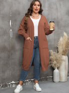 Plus Size Long Sleeve Pocketed Cardigan - Guy Christopher