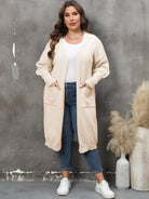 Plus Size Long Sleeve Pocketed Cardigan - Guy Christopher