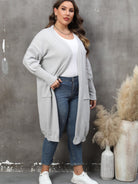 Plus Size Long Sleeve Pocketed Cardigan - Guy Christopher