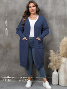 Plus Size Long Sleeve Pocketed Cardigan - Guy Christopher