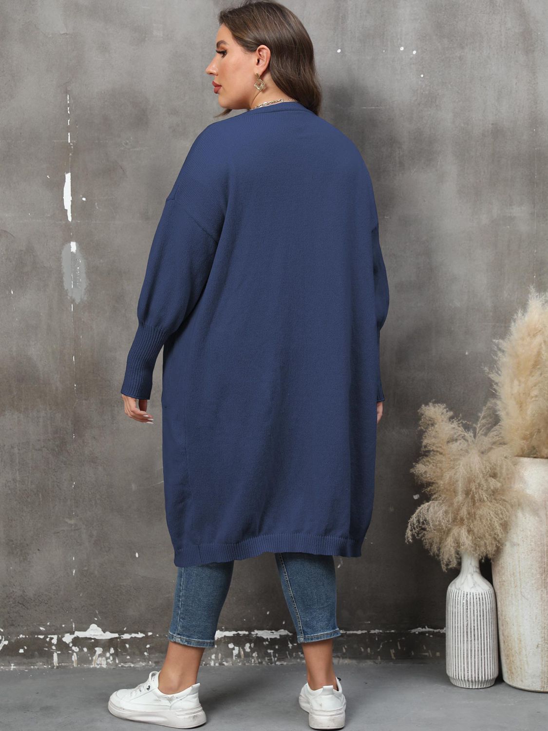 Plus Size Long Sleeve Pocketed Cardigan - Guy Christopher