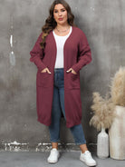 Plus Size Long Sleeve Pocketed Cardigan - Guy Christopher