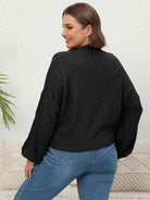 Plus Size Mock Neck Cable Knit Long Sleeve Sweater - Guy Christopher