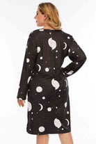 Plus Size Moon & Star Print Round Neck Dress - Guy Christopher