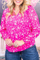 Plus Size Notched Neck Smocked Blouse - Guy Christopher