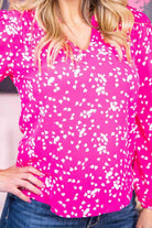 Plus Size Notched Neck Smocked Blouse - Guy Christopher