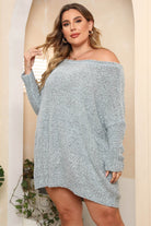 Plus Size Off Shoulder Long Sleeve Pullover Sweater - Guy Christopher