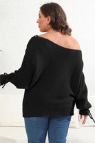 Plus Size One Shoulder Beaded Sweater - Guy Christopher