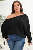 Plus Size One Shoulder Beaded Sweater - Guy Christopher