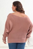 Plus Size One Shoulder Beaded Sweater - Guy Christopher