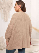 Plus Size Open Front Dropped Shoulder Knit Cardigan - Guy Christopher