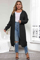 Plus Size Open Front Long Sleeve Cardigan - Guy Christopher