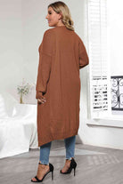 Plus Size Open Front Long Sleeve Cardigan - Guy Christopher