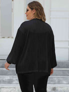 Plus Size Open Front Long Sleeve Cardigan - Guy Christopher