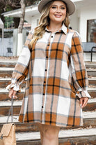 Plus Size Plaid Button Up Shirt Dress - Guy Christopher