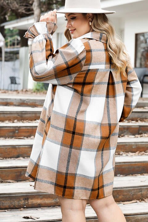 Plus Size Plaid Button Up Shirt Dress - Guy Christopher